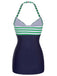 1960s Halter Strips Buttoned One-Piece Swimsuit