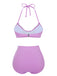 Purple 1960s Halter Knit Daisy Swimsuit