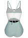 1950s Color Contrast BowKnot Strap Swimsuit