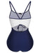 1950s Color Contrast BowKnot Strap Swimsuit