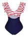1930s Ruffled Striped One-Piece Swimsuit