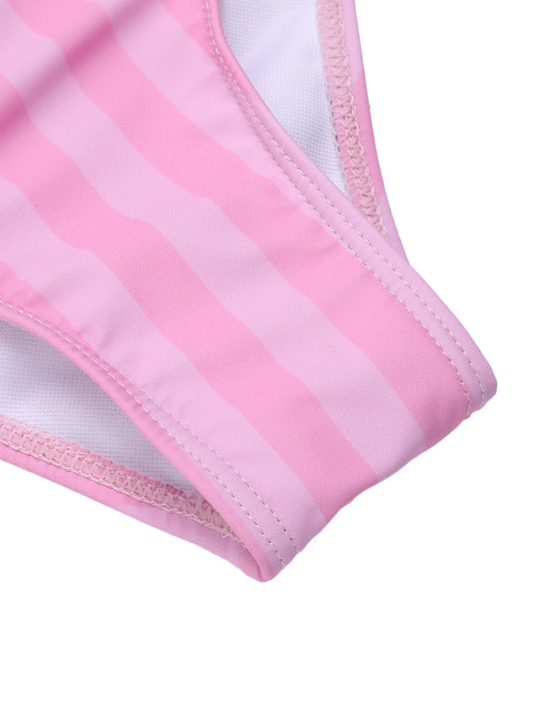 [Pre-Sale] Pink & Black 1950s Stripe Halter Swimsuit