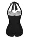 [Pre-Sale] Black 1950s Solid Gathered Halter Swimsuit