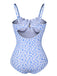 Blue 1950s Ditsy Floral Strap Swimsuit