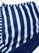 Dark Blue 1940s Stripes Strap Drawstring Swimsuit