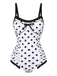 White 1950s Polka Dots Strap Swimsuit