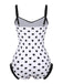 White 1950s Polka Dots Strap Swimsuit