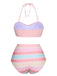 [Pre-Sale] Multicolor 1960s Rainbow Mesh Bow Swimsuit