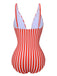 1950s Stripes Spaghetti Strap One-Piece Swimsuit