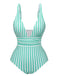 1950s Stripes Spaghetti Strap One-Piece Swimsuit