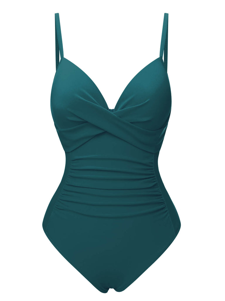 1940s Solid Bandage One-Piece Swimsuit