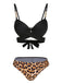 3PCS Black 1950s Leopard Swimsuit & Cover-Up