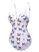 White 1970s Butterfly Strap One-Piece Swimsuit