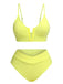 Yellow 1950s Solid Knit Bikini Set