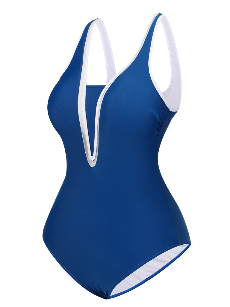 Blue 1930s Strap One-Piece Swimsuit