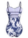 1960s Spaghetti Strap Plants Solid One-Piece Swimsuit
