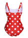 1940s Polka Dots Wrinkle Strap Swimsuit