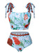 Multicolor 1960s Strap Floral Swimsuit