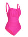 Pink 1940s Solid Wrinkle Strap Swimsuit
