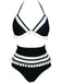 1970s Halter Patchwork Pom Pom Swimsuit