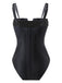 Black 1940s Gothic Straps One-Piece Swimsuit