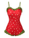 [Pre-Sale] Red 1950s Strawberry Spaghetti Straps Swimsuit