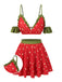 [Pre-Sale] Red 1950s Spaghetti Strap Ruffles Strawberry Swimsuit