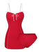 [Pre-Sale] Red 1940s Bow Straps One-Piece Swimsuit