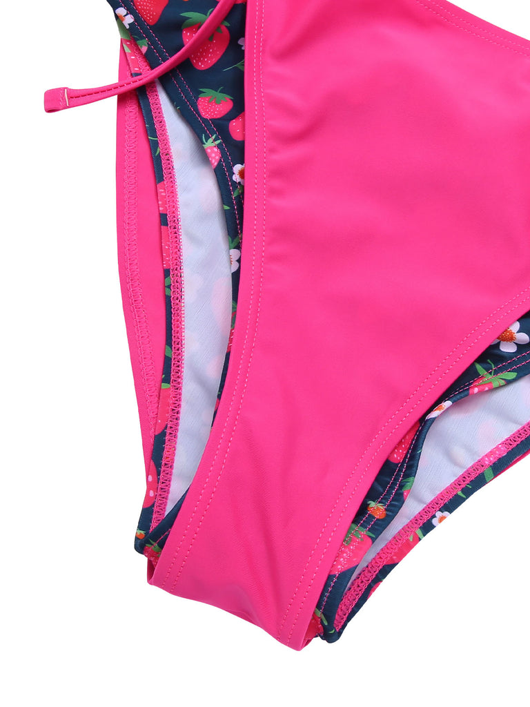 [Pre-Sale] Hot Pink 1970s Halter Strawberry Swimsuit