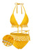 [Pre-Sale] Yellow 1950s Plaid Ruffle Halter Bikini Set