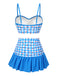 [Pre-Sale] Blue 1930s Spaghetti Strap Gingham Cherry Swimsuit