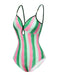 [Pre-Sale] Green 1970s Striped One-Piece Swimsuit