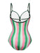 [Pre-Sale] Green 1970s Striped One-Piece Swimsuit