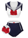 [Pre-Sale] Dark Blue 1970s Sailor Collar Bow Swimsuit