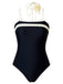 Black 1940s Contrast 3D Rose Belted Swimsuit