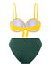 Yellow & Green 1960s Spaghetti Straps Bikini Set