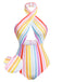 [Pre-Sale] Multicolor 1960s Rainbow Stripe Halter Swimsuit