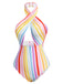 [Pre-Sale] Multicolor 1960s Rainbow Stripe Halter Swimsuit