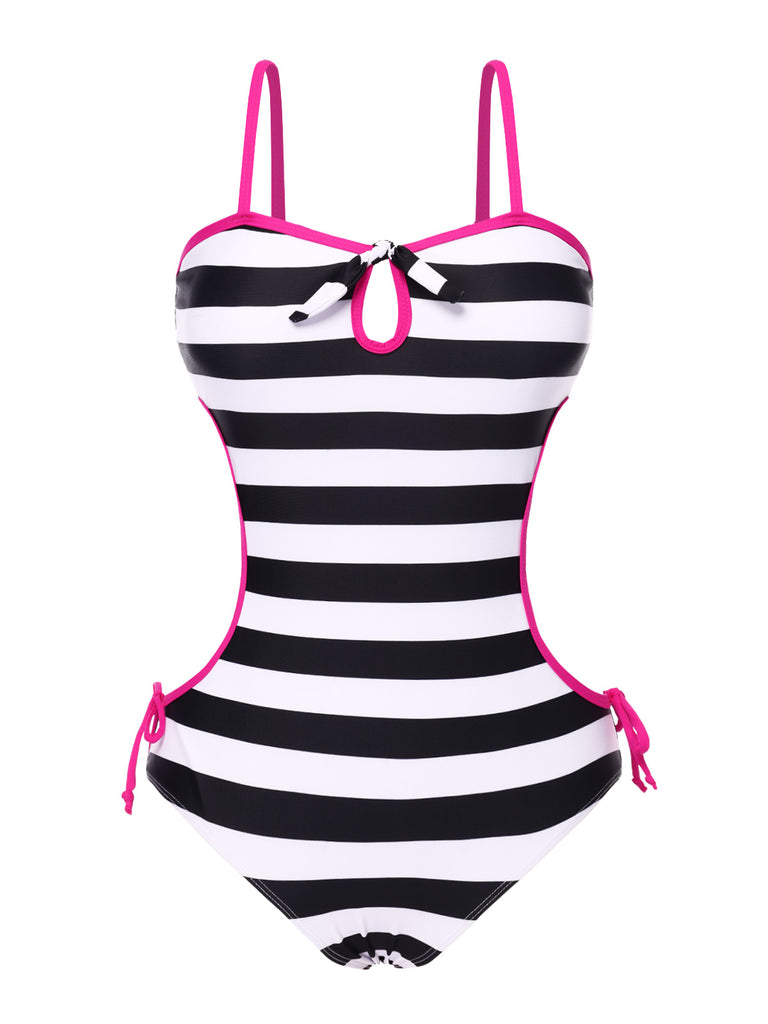 [Pre-Sale] 1960s Barbie Striped Hollow Bow Swimsuit