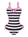 1960s Barbie Striped Hollow Bow Swimsuit