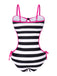 1960s Barbie Striped Hollow Bow Swimsuit