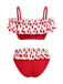 [Pre-Sale] 2PCS Red 1930s Strawberry Ruffle Swimsuit