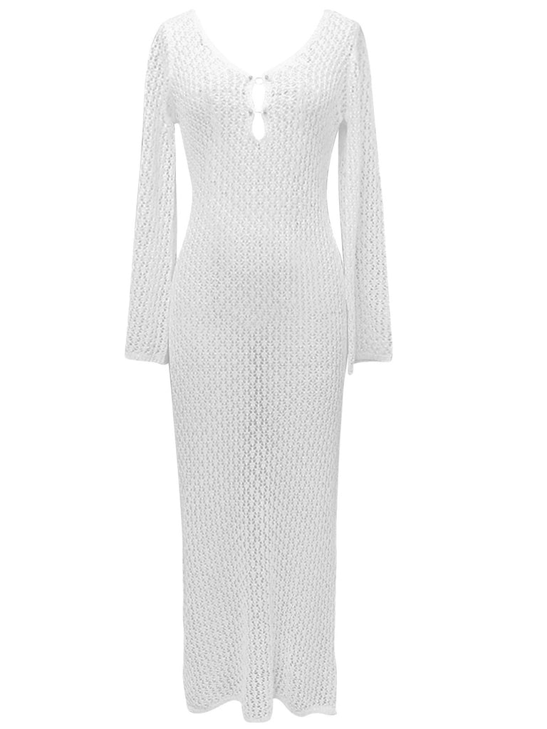 1960s Hollow Knitted Maxi Dress Cover-Up