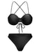 3PCS 1930s Spaghetti Strap Solid Bikini Set