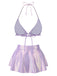 Lavender 1970s Metallic Fish Scale Bikini Set