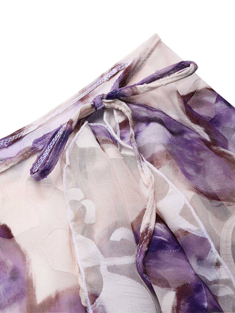 [Pre-Sale] Lilac 1940s Burn-Out Ruffled Butterfly Cover-Up