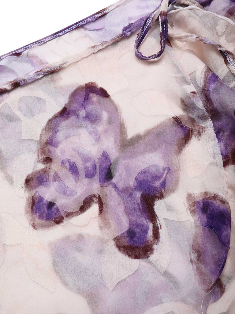 [Pre-Sale] Lilac 1940s Burn-Out Ruffled Butterfly Cover-Up