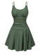 Green 1930s Solid Bow Straps Swim Dress