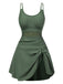 Green 1930s Solid Bow Straps Swim Dress