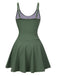 Green 1930s Solid Bow Straps Swim Dress